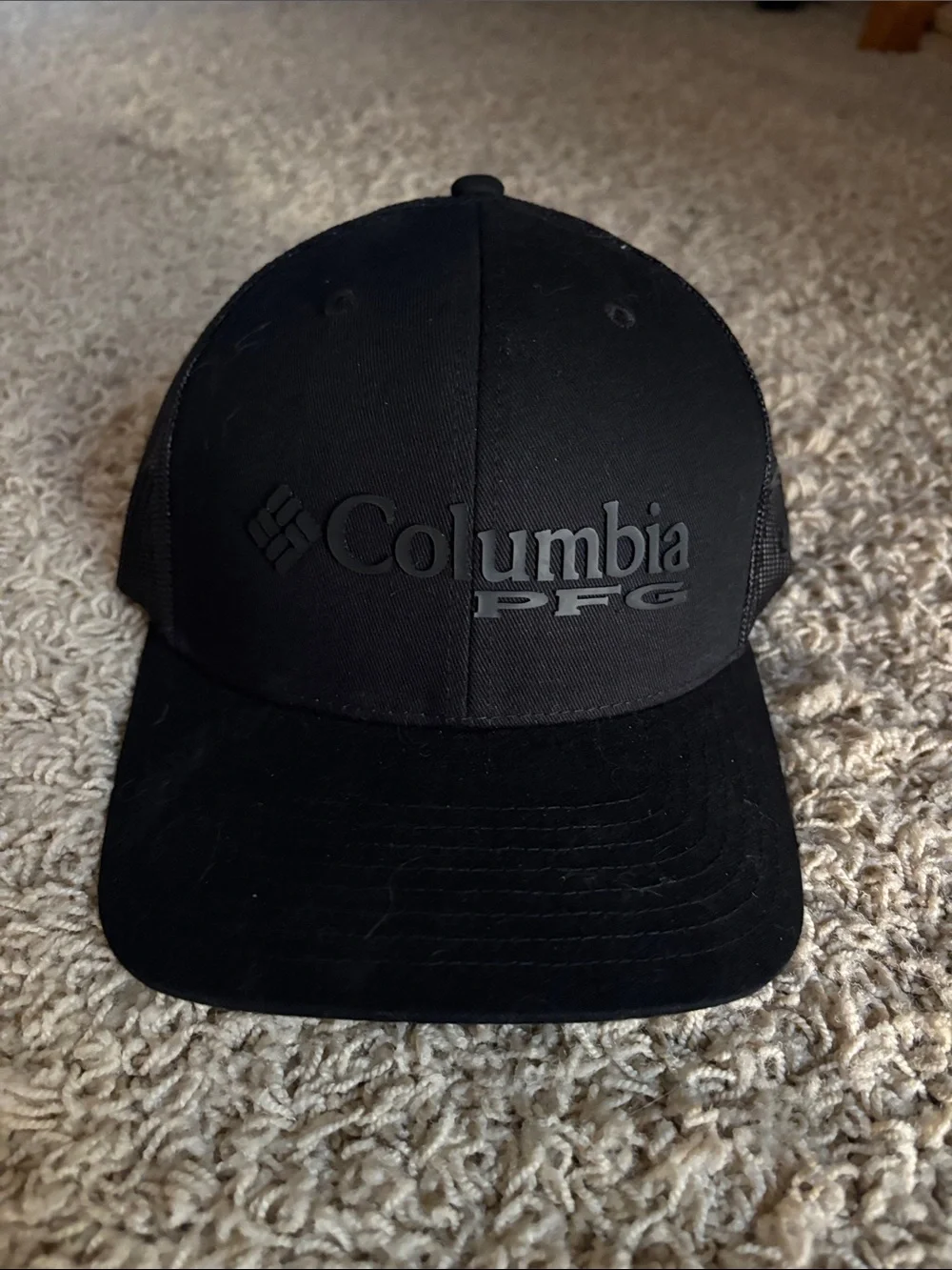 Columbia Black Embossed Logo Trucker Cap